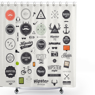 Personality  Hipster Style Infographics Elements And Icons Set Shower Curtains