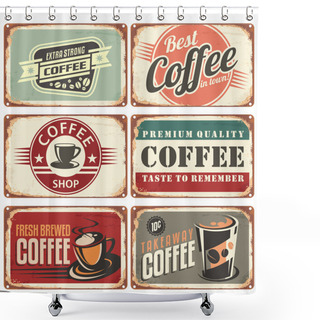 Personality  Retro Coffee Tin Signs Collection Shower Curtains