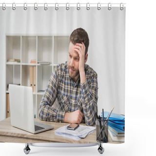 Personality  Businessman Working At Modern Office Shower Curtains