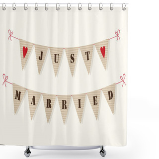 Personality  Bunting Flags Just Married Shower Curtains
