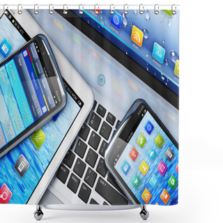 Personality  Tablet Computer And Touchscreen Smartphones Shower Curtains