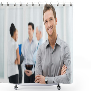 Personality  Happy Young Businessman Shower Curtains