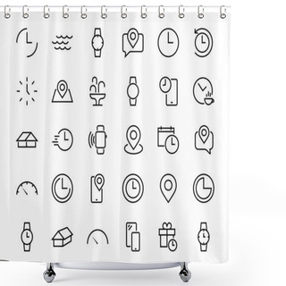 Personality  Simple Set Of Time Icon Color Editable Template. Contains Icons Such As Time Check, Speedometer Calendar And Other Vector Signs Isolated On A White Background For Graphic And Web Design. 48x48 Pixels Shower Curtains