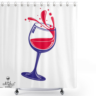 Personality  Alcohol Theme Vector Art Illustration. 3d Realistic Wine Goblet Shower Curtains