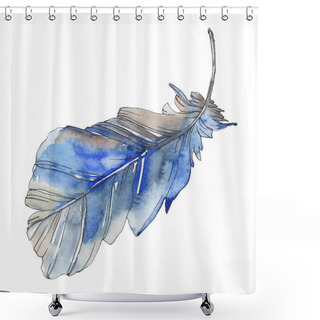 Personality  Bird Feather From Wing Isolated. Watercolor Background Illustration Set. Watercolour Drawing Fashion Aquarelle Isolated. Isolated Feather Illustration Element. Shower Curtains