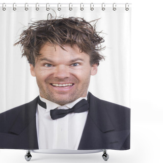Personality  Crazy High Man In Tuxedo Shower Curtains