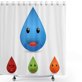 Personality  Vector Drops Character,  Vector Illustration  Shower Curtains