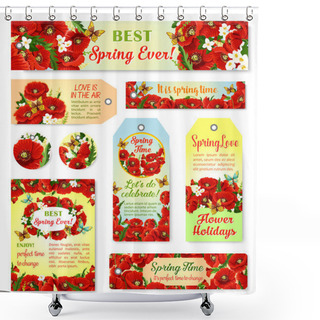 Personality  Vector Spring Time Flowers Greeting Cards And Tags Shower Curtains