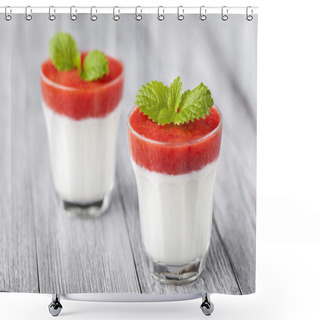 Personality  Strawberry And Yoghurt Dessert Shower Curtains