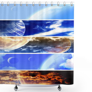 Personality  Collection Of Space Banners Shower Curtains