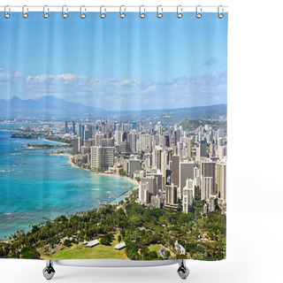 Personality  Honolulu And Waikiki Beach On Oahu Hawaii Shower Curtains