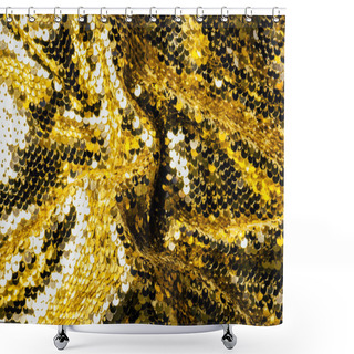 Personality  Top View Of Yellow Textile With Shiny Sequins As Background  Shower Curtains
