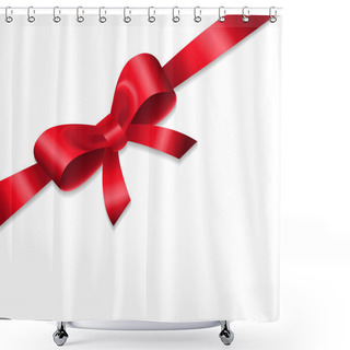 Personality  Shiny Red Satin Ribbon On White Background Shower Curtains