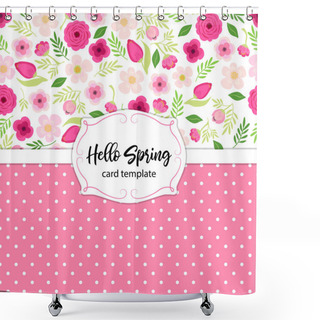 Personality  Cute Vintage Card Template With Hand Drawn Rustic Flowers Shower Curtains