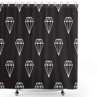 Personality  Diamond Isolated Jewelry Icon Vector Seamless Pattern Wallpaper Background Black Shower Curtains