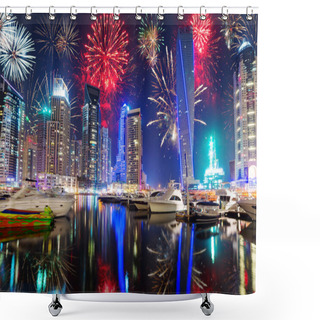 Personality  New Years Fireworks Display In Dubai Shower Curtains