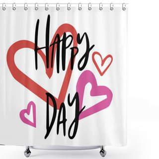 Personality  Handwritten Brush Lettering With Red Lips Of A Woman. Vector Lipstick Kisses Isolated On A White Background. XOXO, Love, Kiss And Muah Phrases For Valentine's Day. Typography Poster, Card, Label, Banner Design Set. Shower Curtains