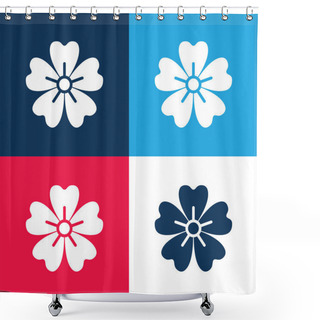 Personality  Acanthaceae Blue And Red Four Color Minimal Icon Set Shower Curtains