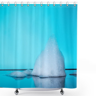 Personality  Foam, Bubbles With Reflection On Dark Glass, Blue Background Shower Curtains