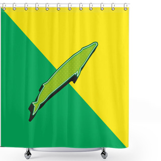 Personality  Blue Whale Shape Green And Yellow Modern 3d Vector Icon Logo Shower Curtains