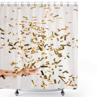 Personality  Woman Catching Falling Confetti Shower Curtains