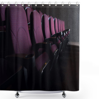 Personality  Rows Of Red Seats In Empty Dark Cinema Shower Curtains
