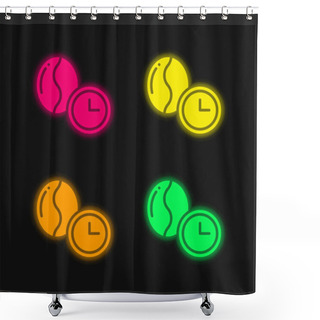 Personality  Bean Four Color Glowing Neon Vector Icon Shower Curtains