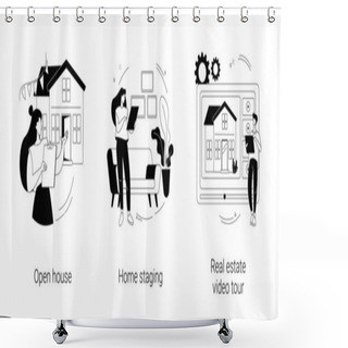 Personality  Home For Sale Abstract Concept Vector Illustrations. Shower Curtains