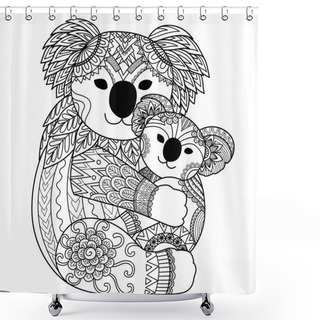 Personality  Zendoodle Design Of Koala Mother Cuddling Her Baby Shower Curtains