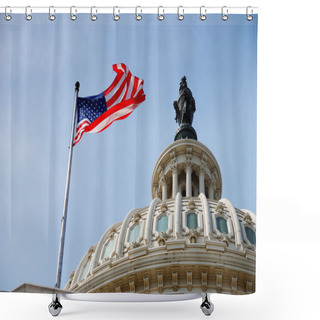 Personality  US Flag And Capitol Building, Washington DC Shower Curtains