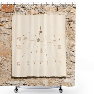 Personality  Vertical Sundial Made Of  Carved Stone's Slab  And  Iron Rod Shower Curtains