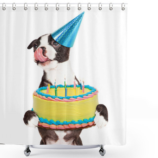 Personality  Birthday Puppy Holding Cake Shower Curtains