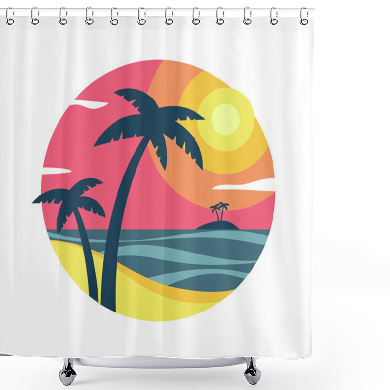 Personality  Sunrise With Palm Trees On The Tropical Island. Shower Curtains