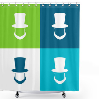 Personality  Abraham Lincoln Hat And Beard Shapes Flat Four Color Minimal Icon Set Shower Curtains