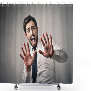 Personality  Scared Businessman Screaming Shower Curtains
