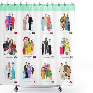 Personality  Families In National Costume, Vector Illustration Shower Curtains