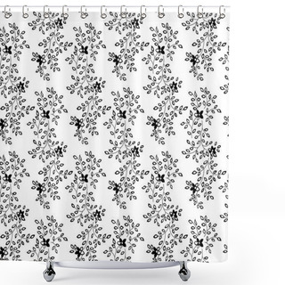 Personality  Vector Illustration Of Black And White Flower Pattern Shower Curtains