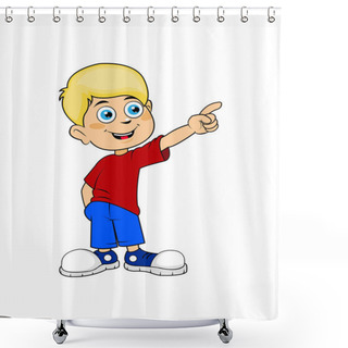 Personality  Image Of Boy Pointing Clipart. Shower Curtains