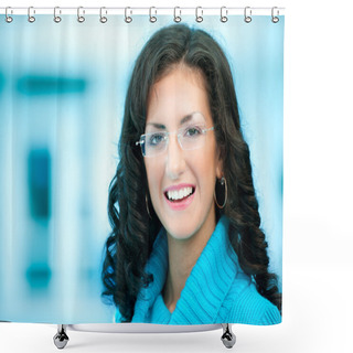 Personality  Young Business Woman With Glasses Shower Curtains