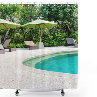 Personality  Beautiful Swimming Pool In The Tropics Resort Shower Curtains