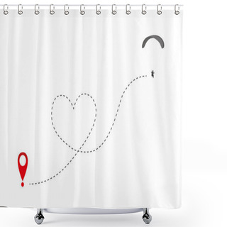 Personality  Paraglider Flies In Heart Form To The Destination Shower Curtains