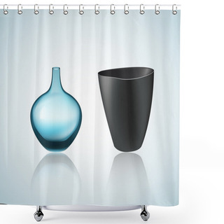 Personality  Illustration Of Vase And Bowl Shower Curtains