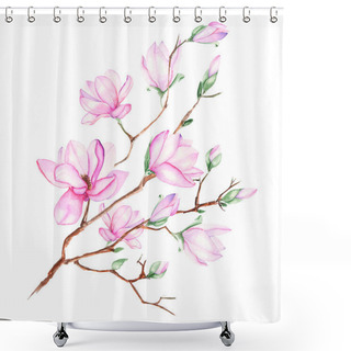Personality  Illustration With Magnolia Branch Shower Curtains