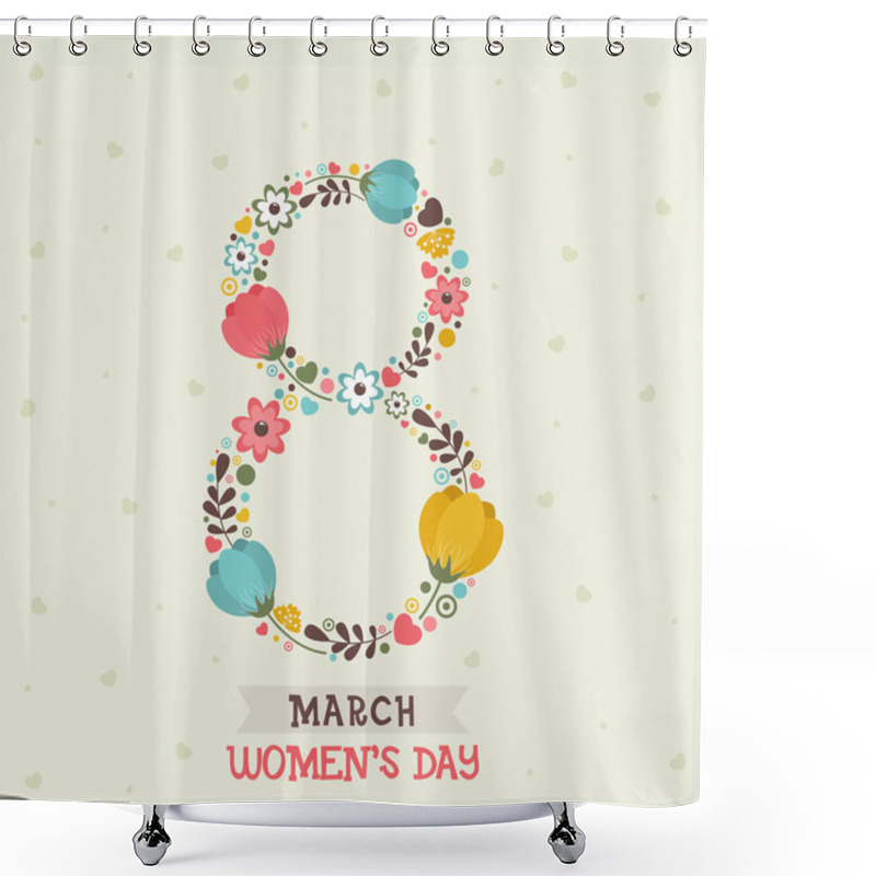 Personality  Greeting card for Women's Day celebration. shower curtains