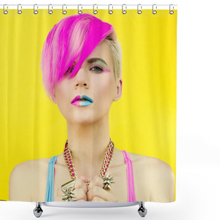 Personality  Hair Color Trend. Sensual Stylish Punk Model Shower Curtains