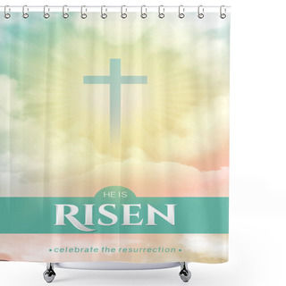 Personality  Christian Religious Design For Easter Celebration. Rectangular Vertical Vector Shower Curtains