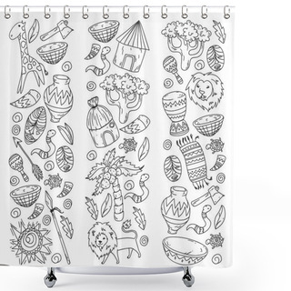 Personality  Vector Pattern Kids Fabric, Textile, Nursery Wallpaper. African Pattern With Tribal Elements And Animals For Little Children. Shower Curtains