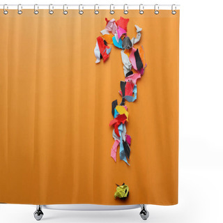 Personality  Question Mark Made From Pieces Of Torn Colored Paper, Abstract Background With Copyspace For Text Shower Curtains