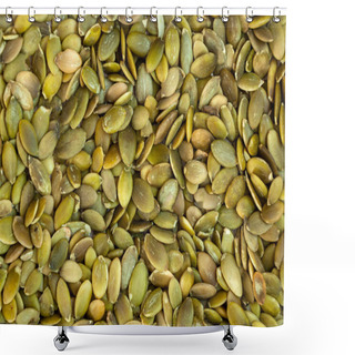 Personality  Peeled Pumpkin Seeds    Pattern. Macro Background Texture Of Green Pumpkin Seeds  Shower Curtains