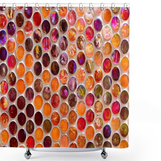 Personality  Close-up View Of Beautiful Colorful Decorative Mosaic Tiles Background Shower Curtains